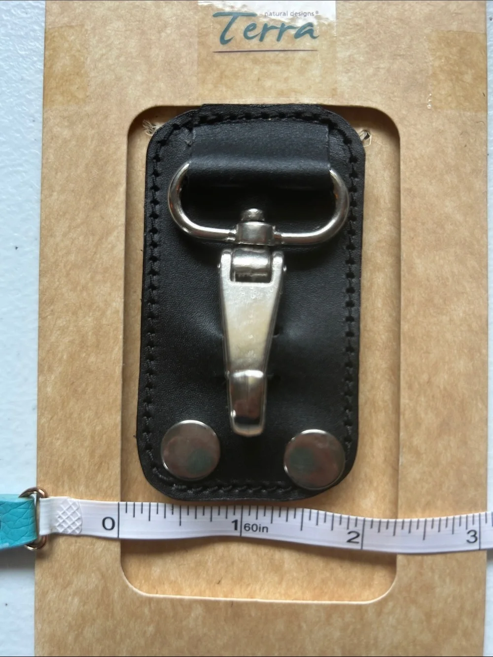 Terra Leather Belt Loop Key Clip Keychain NWT Black